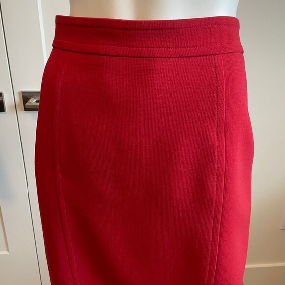 Judith & Charles Modern Lined Wool Blend Pencil Midi Skirt Red Sz 8 - Picture 3 of 11